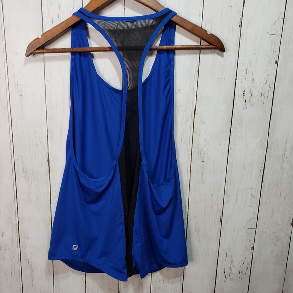 Fabletics Hayden Tank Top Blue, Black Mesh Size M - Picture 3 of 4